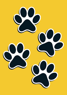 Paw Prints on Yellow Background
