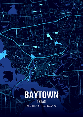 Baytown Texas Midnight City Map