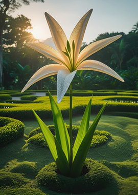 Luminous Lily in a Formal Garden