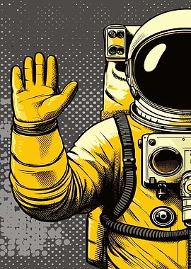 Astronaut Waving in Space