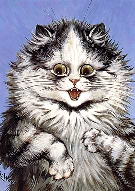 Whimsical Fluffy Cat with Wide Eyes