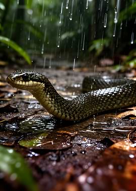 Snake in the rain