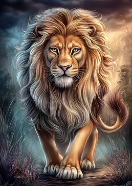 Majestic Lion in a Forest