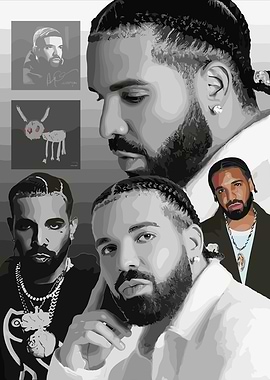 Drake Collage with Album Art