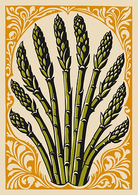 Stylized Asparagus Bunch