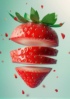 Sliced Strawberry Floating