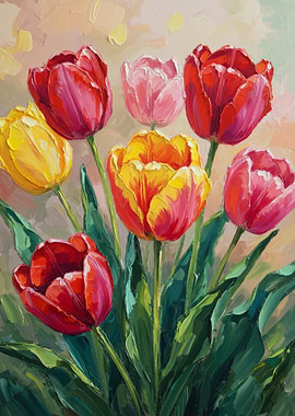 Vibrant Tulip Painting