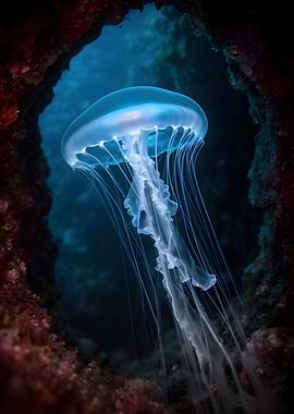 Jellyfish in Underwater Cave