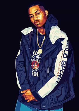 Nas Portrait in Polo Sport Jacket