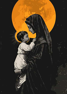 Madonna and Child with Orange Moon