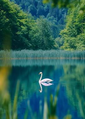 Swan on a tranquil lake