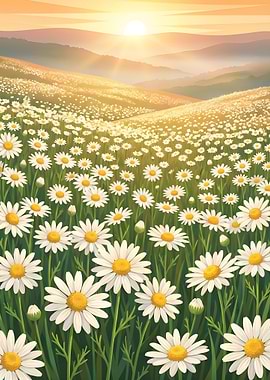 Daisy Field at Sunrise