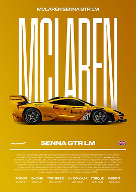 McLaren Senna GTR LM Car Poster
