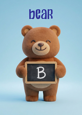 Cute Bear Holding Letter B