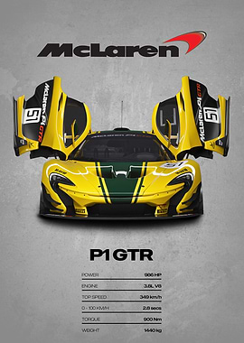 McLaren P1 GTR Car Poster
