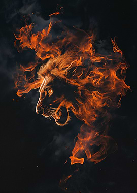 Lion made of fire