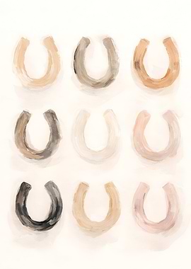 Nine Painted Horseshoes in Various Colors