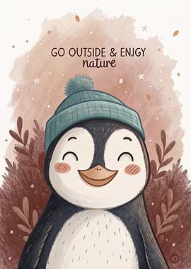 Cute Penguin in Winter Hat