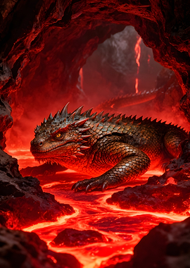 Dragon in a Lava Cave