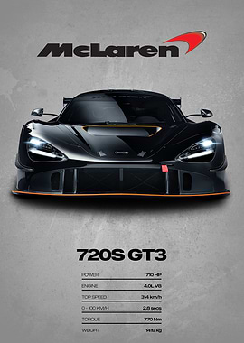 McLaren 720S GT3 Car Poster