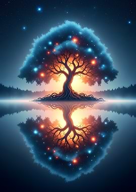 Magical Tree Reflecting in Water