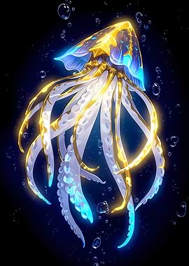 Glowing Jellyfish in Dark Water