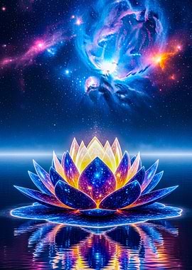 Cosmic Lotus Flower on Water