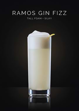 Ramos Gin Fizz — Silky Tall Foam Cocktail on Black