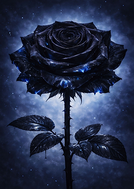 Iridescent black rose in bloom