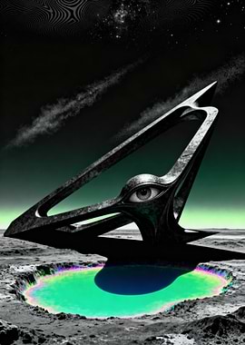 Alien Eye Sculpture in Crater Pool