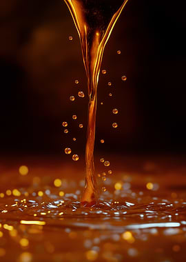 Golden Liquid Pouring and Splashing