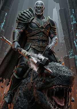 Dark Warrior Riding a Monster