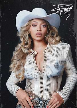 Beyoncé in Cowboy Hat and Rhinestone Outfit