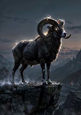 Majestic Ram on a Cliff
