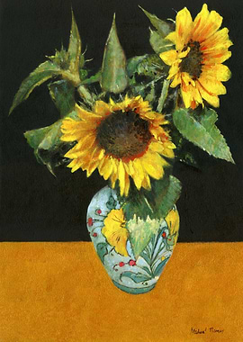 Sunflowers In A Vintage Decorative Vase