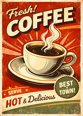 Vintage Fresh Coffee Poster
