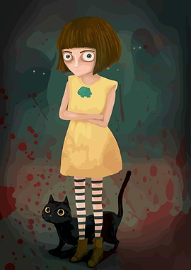 Girl with Black Cat