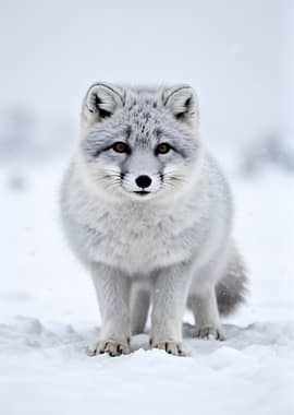Arctic Fox in Snowy Landscape