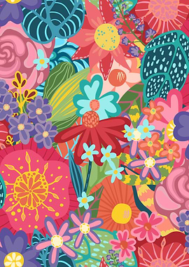 Vibrant Abstract Floral Pattern
