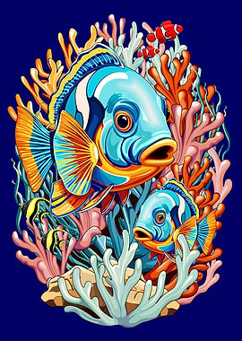 Vibrant Coral Reef with Tropical Fish