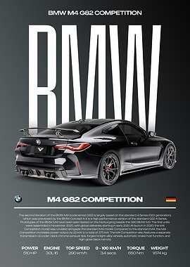 BMW M4 G82 Competition Car Poster
