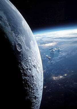 Moon and Earth from Space