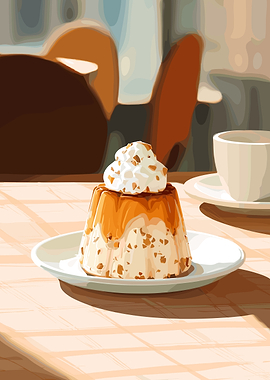 Dessert with Whipped Cream and Caramel