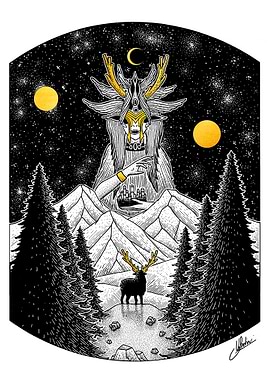 Two gods facing each others