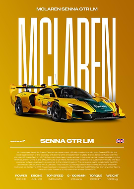 McLaren Senna GTR LM Car Poster