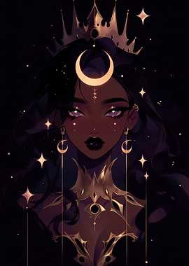 Celestial Queen with Moon and Stars