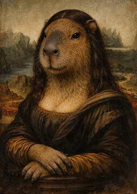 Capybara Mona Lisa Portrait