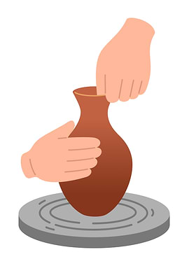Pottery Wheel with Hands Shaping Clay