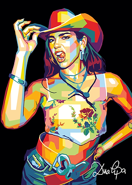 Dua Lipa in a Colorful Cowboy Hat