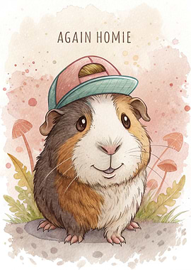 Cute Guinea Pig Wearing a Hat